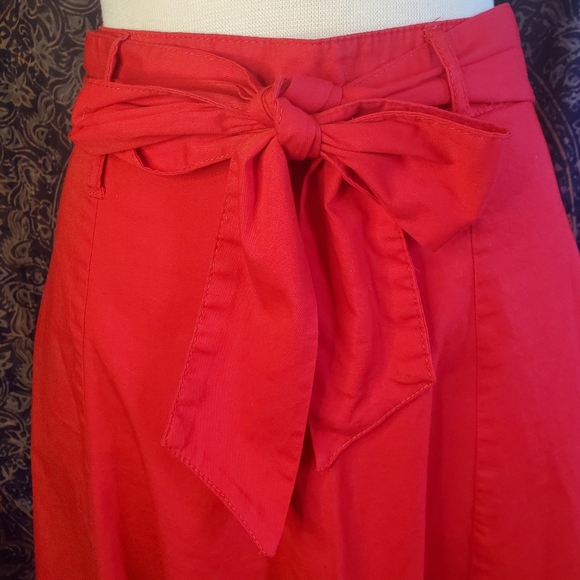 ModCloth (Tropical Wear) Red Cotton Blend Flare Skater Skirt Juniors Large - Picture 5 of 11